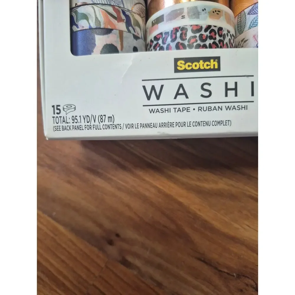 Scotch Washi Tape 15-pack Whimsical Design Small Rolls Varying Size s5